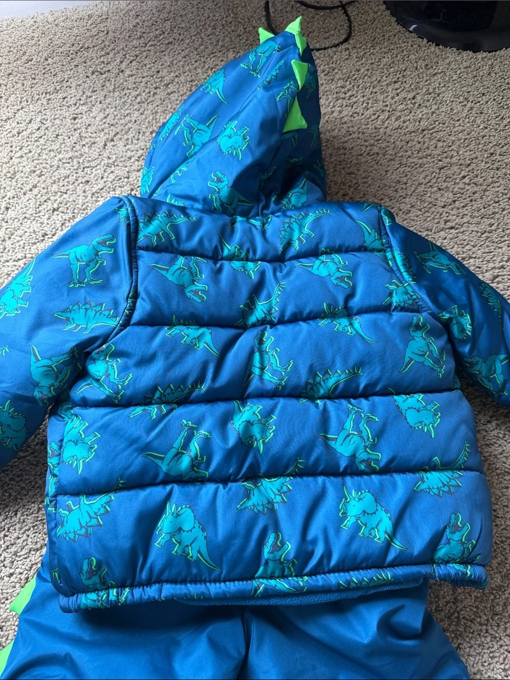 Carter's Blue & Green Dino Snowsuit Set